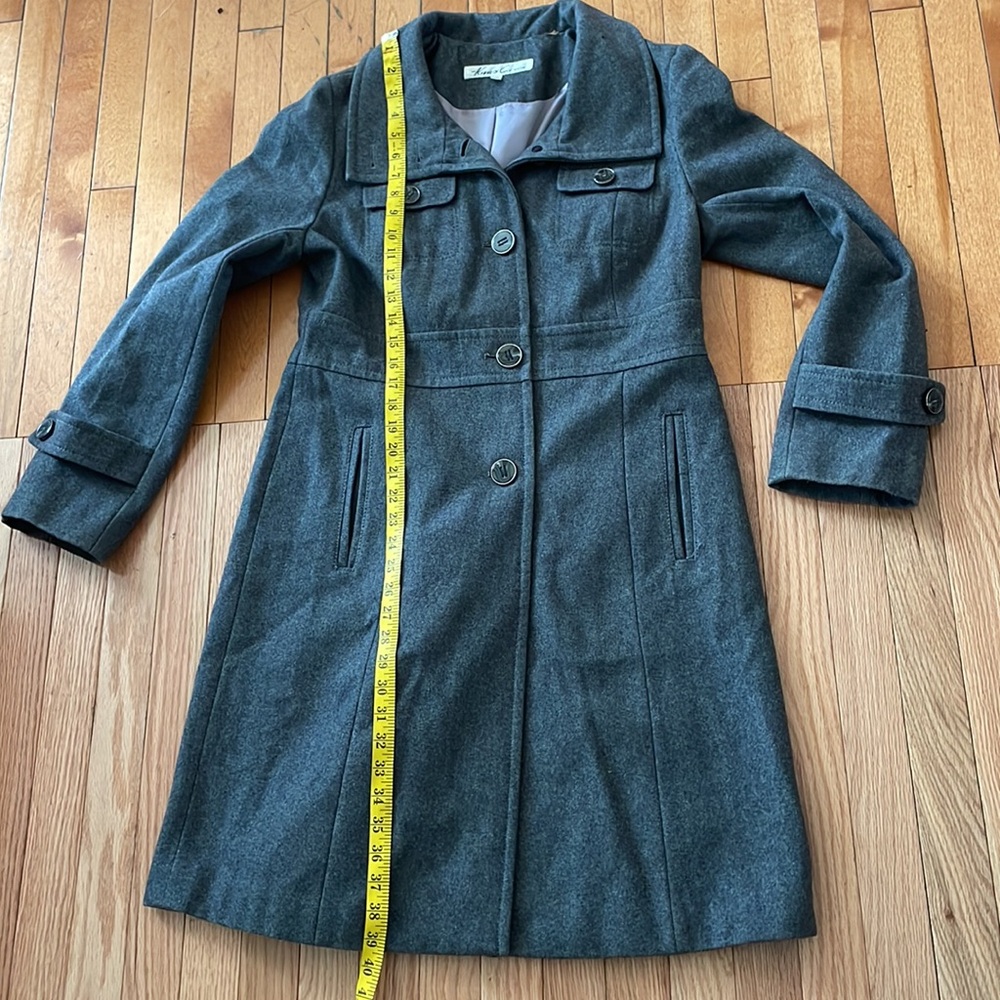 Kenneth Cole Pea Coat Womens 10 Gray Button Up Wool Preppy Classic Ladies - Picture 7 of 11